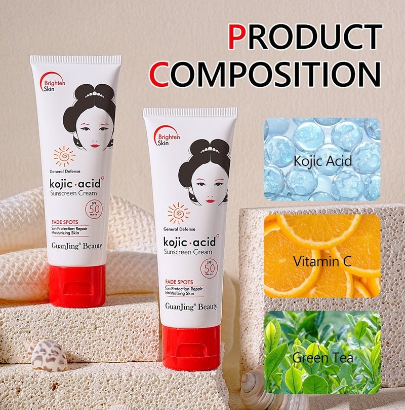 GuanJing Beauty Kojic Acid Sunscreen Cream SPF50 80g - Image 4
